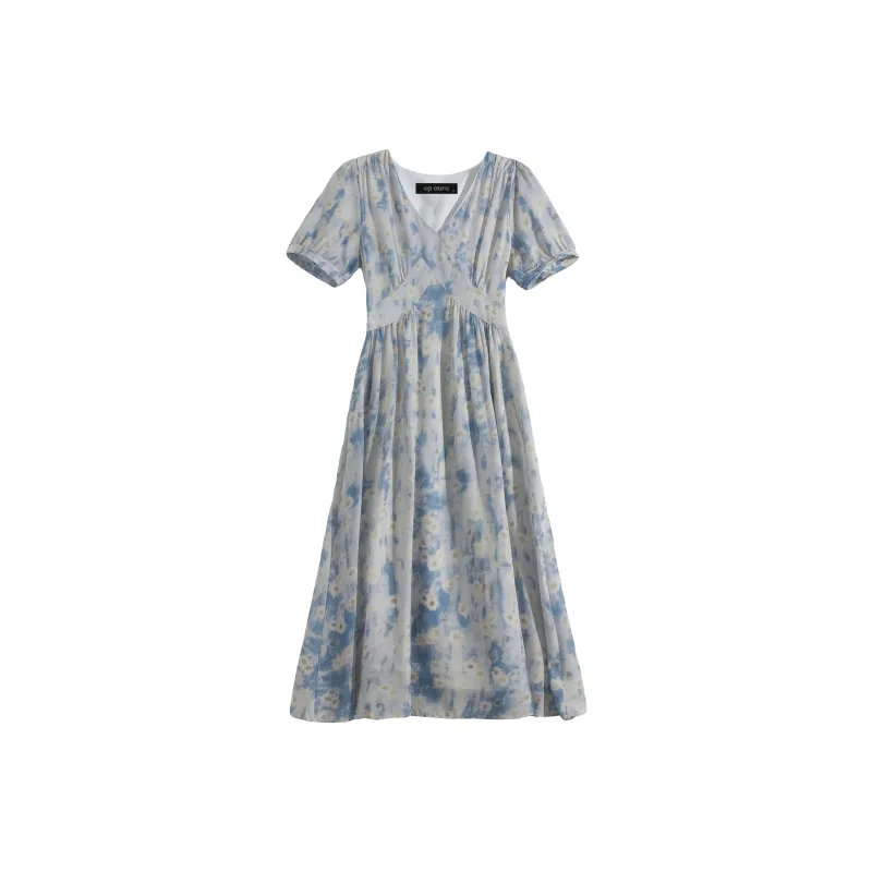 CPAURA Short Sleeved Dresses Women's Blue-0