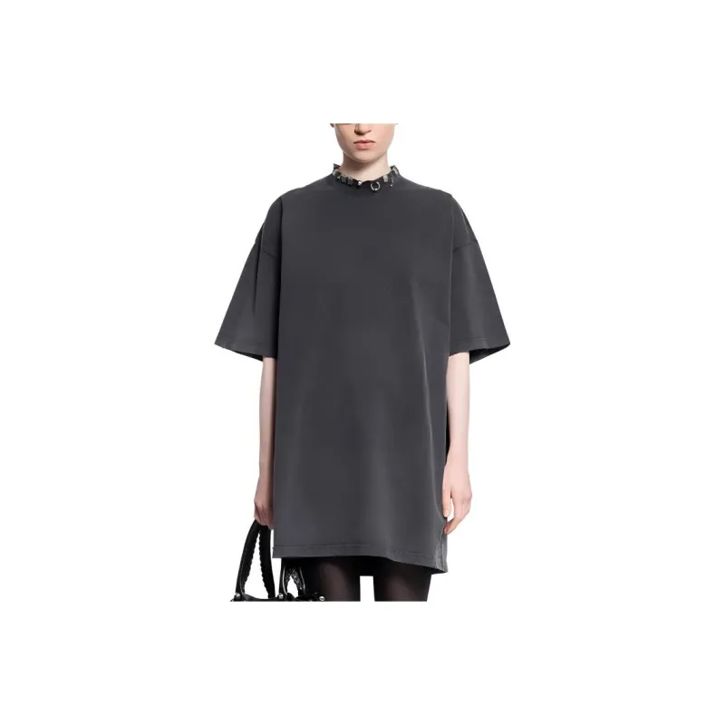 Balenciaga Pierced T Shirt Dress 'Black'-0