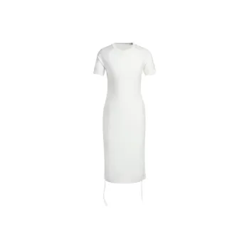 Adidas RUCHED 3-STRIPES CALI TEE DRESS Short-Sleeved Dresses Women's Cloud White