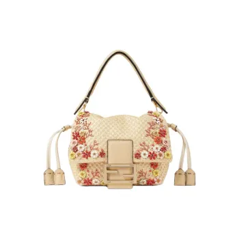 FENDI Baguette Fabric Shoulder Bag, Crossbody Bag, Handbag Trumpets Women's Beige