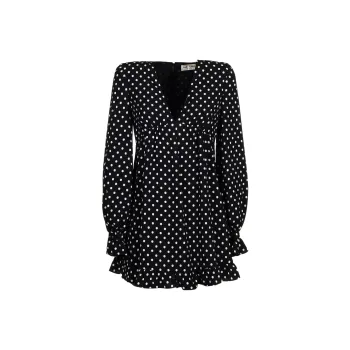 SAINT LAURENT Polka-dot Flared Mini Dress