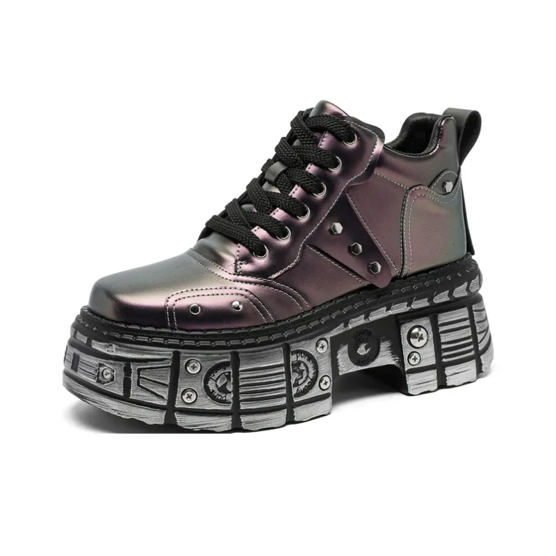 Xiwencha Height Increasing Mid Top Casual Shoes Men's-5