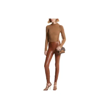 MICHAEL KORS Stretch Faux Leather Leggings Leggings Women's Camel
