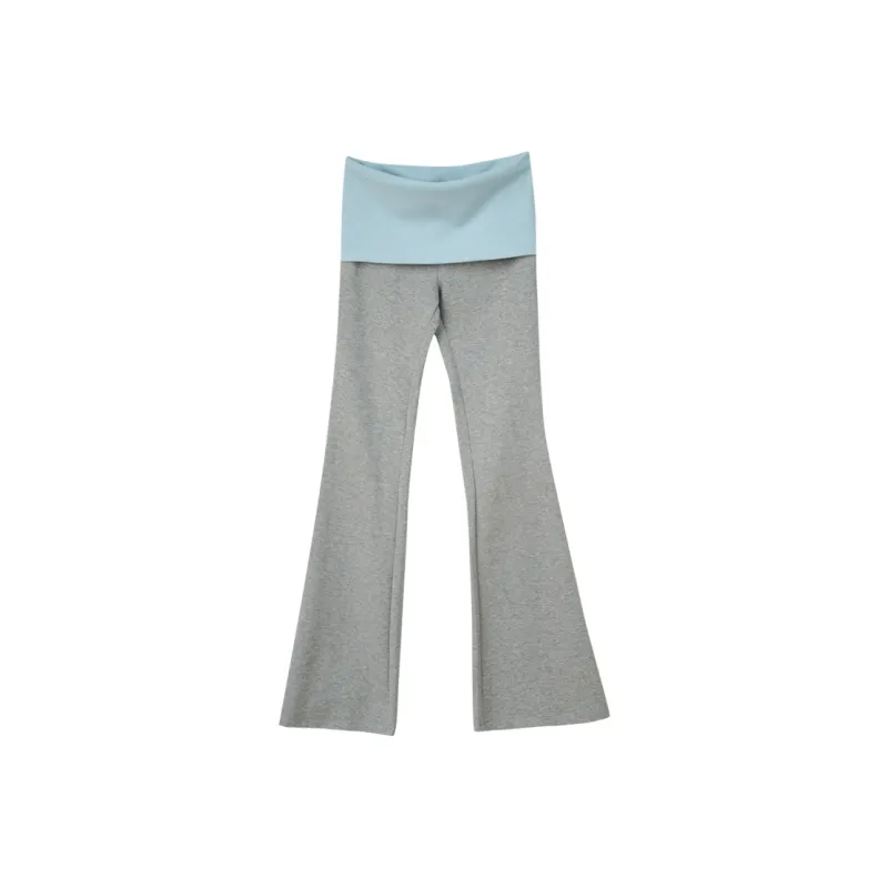 KALULI Spring Fall Summer Color Block Casual Pants Regular Tall Extended Length Women's Black, Gray, Blue Color Block-8