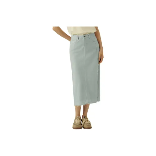 Fragment Denim Long Skirt Women's Blue Green