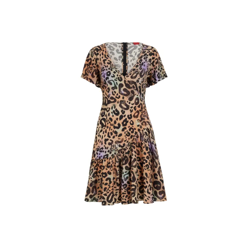 HUGO BOSS FW24 Short-Sleeved Dresses Women's Brown-0