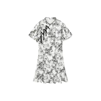 Yu Qianwen Short Sleeved Dresses Women's Chinese Fashion Trend Floral