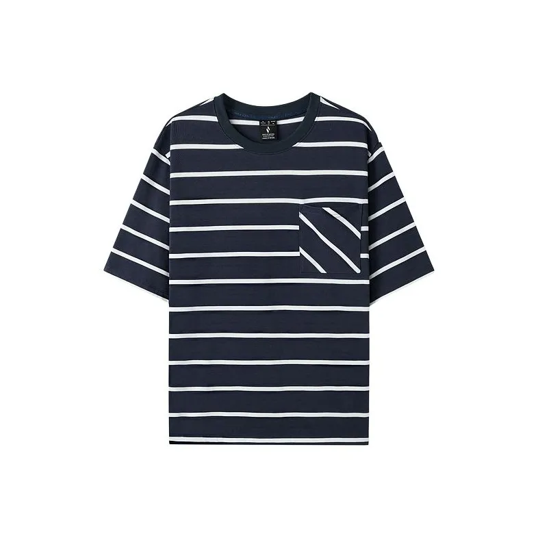 Skechers T Shirt Men's Blue Checkered Stripes-0