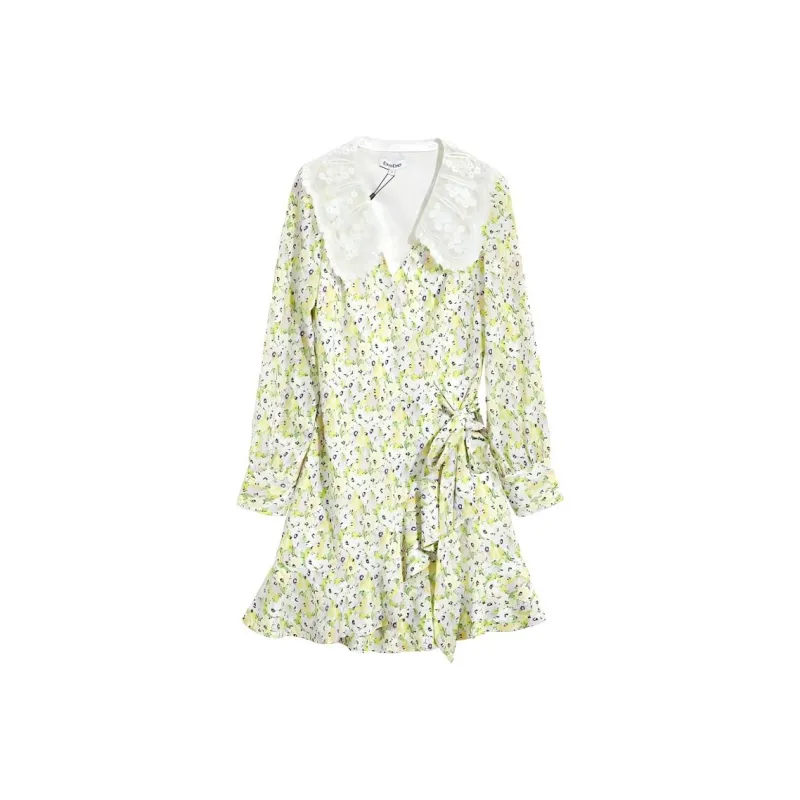 Bebe Long-Sleeved Dresses Women's White Flower-0