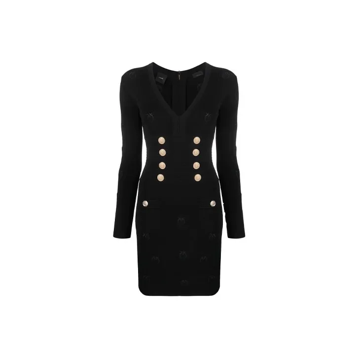 PINKO SS22 Long Sleeved Dresses Women's Black-0