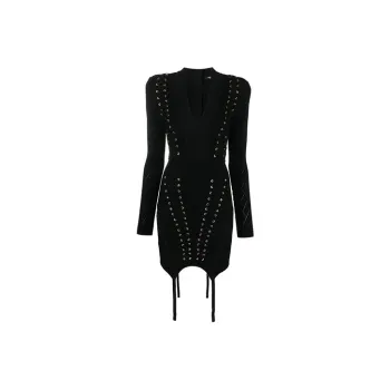 BALMAIN Eyelet detail Lace up Dress