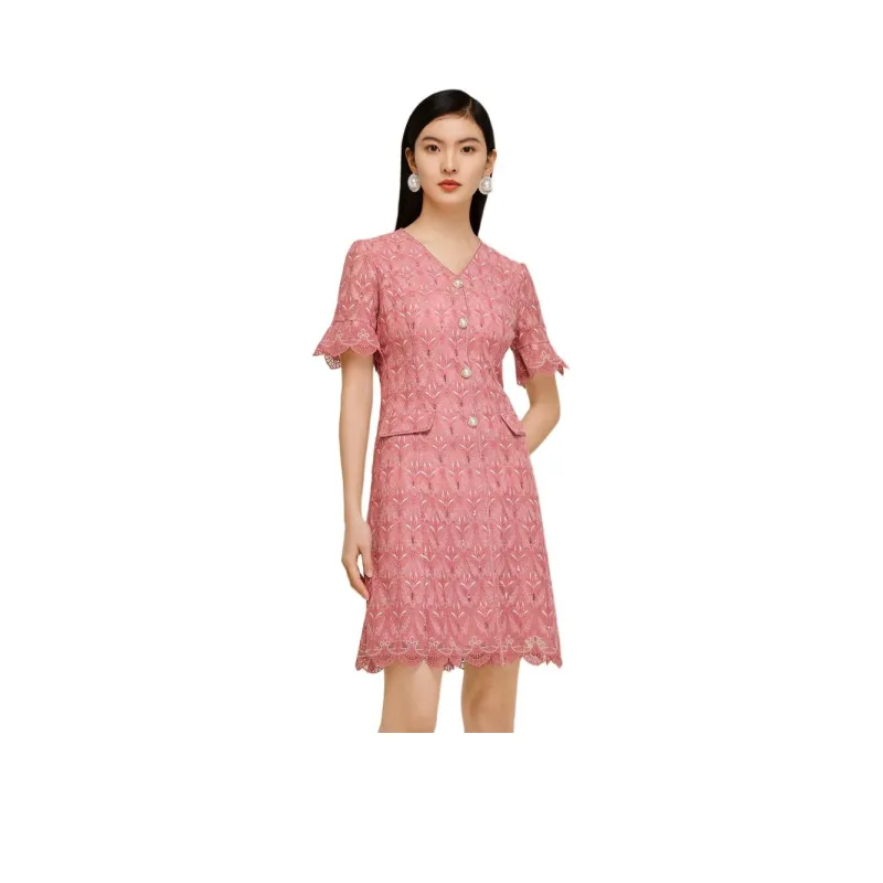 JZ. ANNAKRO Short Sleeved Dress Women's Blossom Pink Red-0