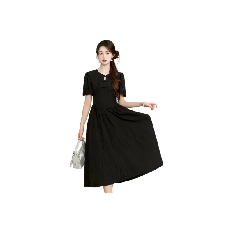 Emodues Short Sleeved Dress Women's Black-0