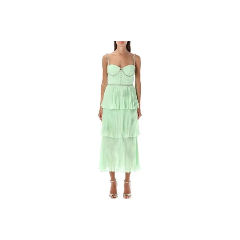 Self-portrait Slip Dresses Women's Light Green-0