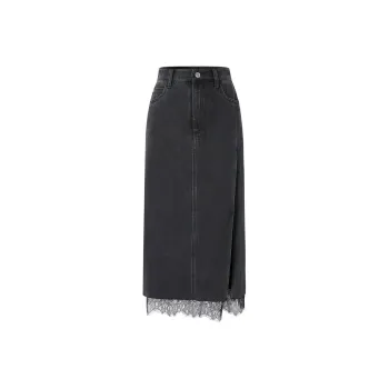 JZ. ANNAKRO Denim Long Skirts Women's Plain Black