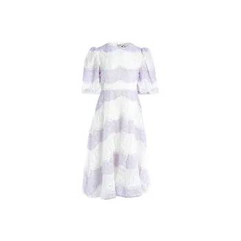 Marie Elie Short-Sleeved Dresses Women's Purple White Stripes