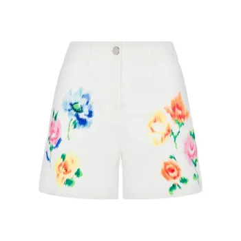 MOSCHINO All Over Floral Printed Denim Shorts