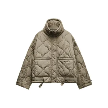 ZARA ZW Series Puffer Jacket Women's Khaki