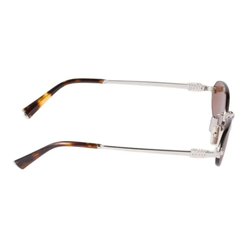 MIU MIU Metal Oval Sunglasses Women's Brown-2