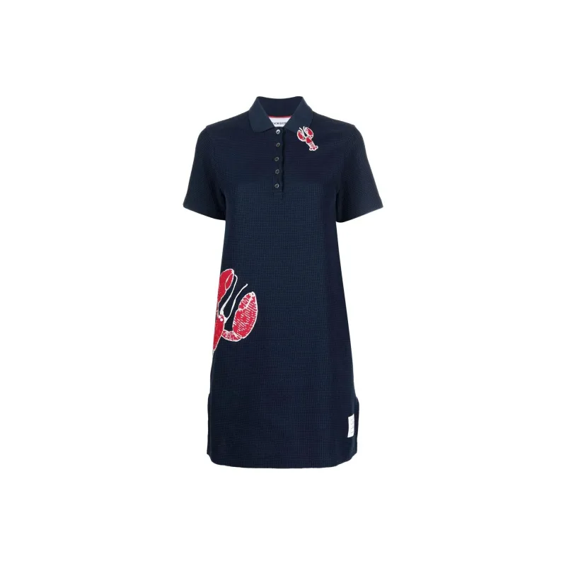 THOM BROWNE Short Sleeved Dresses Women's Blue-0