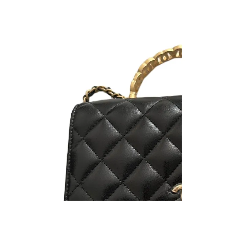 CHANEL Shiny Lambskin Shoulder Bag, Crossbody Bag, Handbag Wallet Women's Black-3