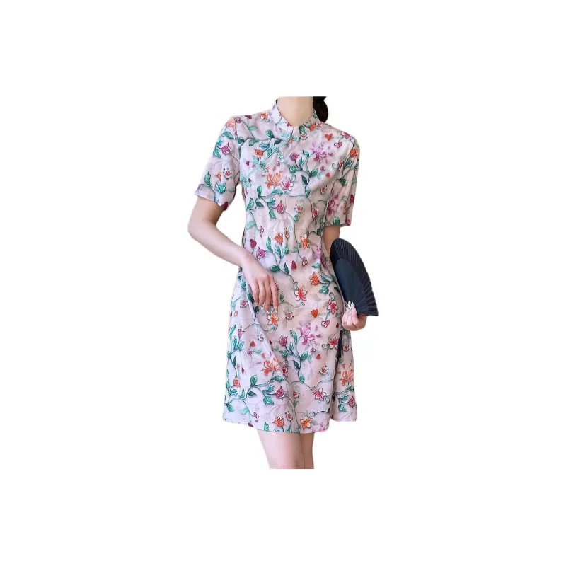 【dme】 Short Sleeved Dress Women's Pink Purple-0