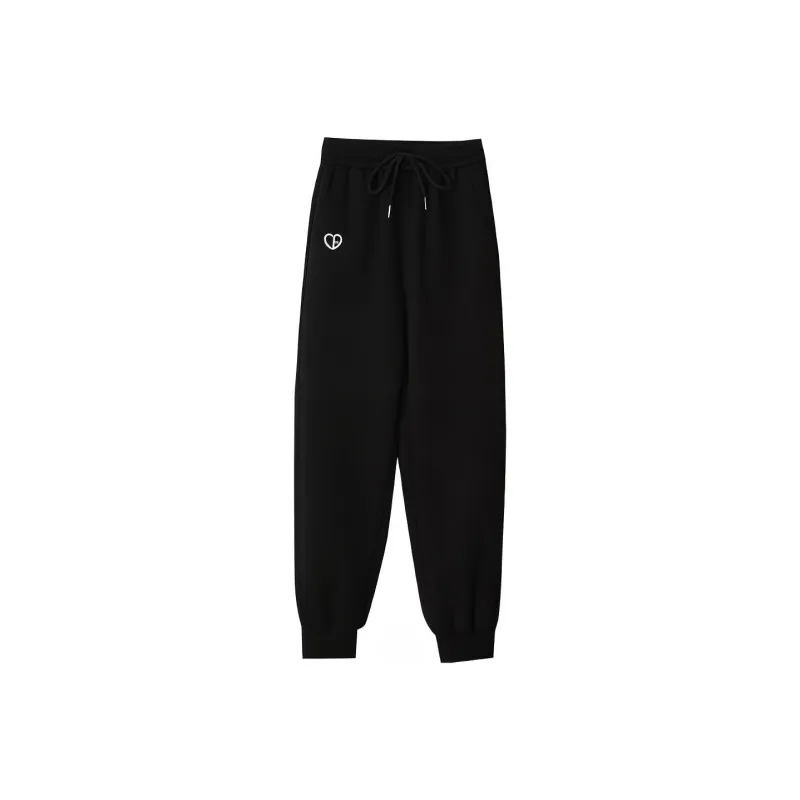 OUNIXUE Knitted Sweatpants Women's Black-0