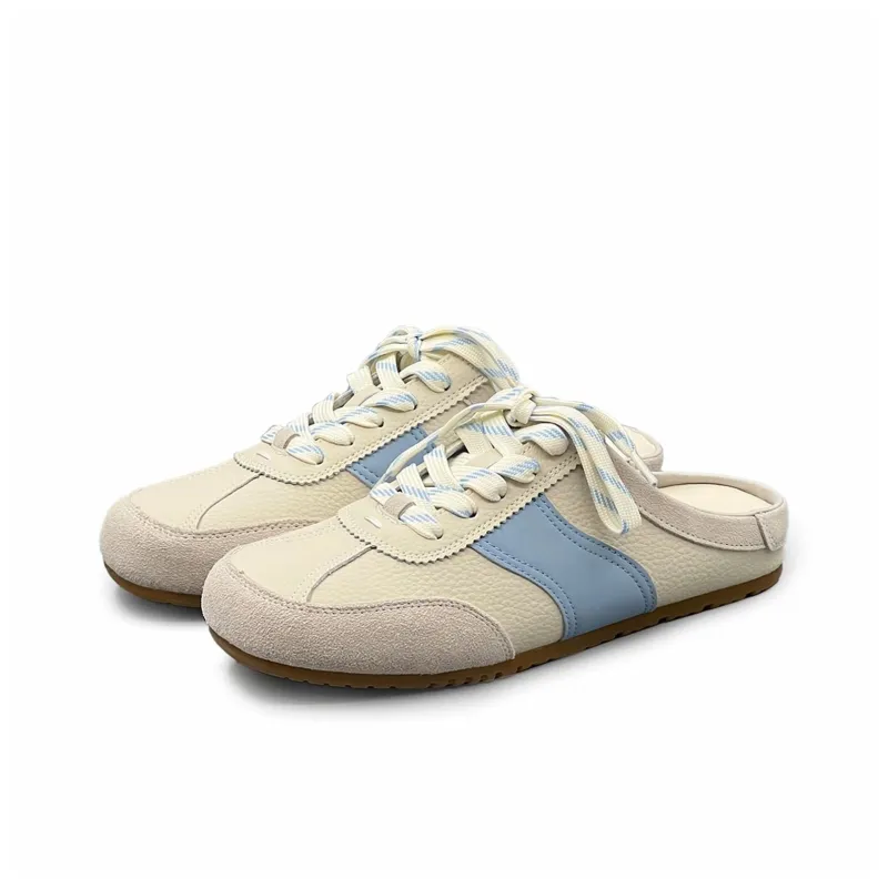 IHBOZ Rubber Sole Leather Patchwork Odor Resistant Abrasion Resistant Slip Resistant Closed Toe Slippers Women's-1