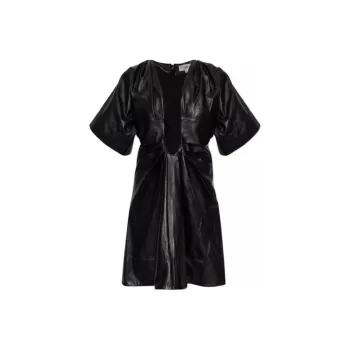 Victoria Beckham Pleated Leather Minidress