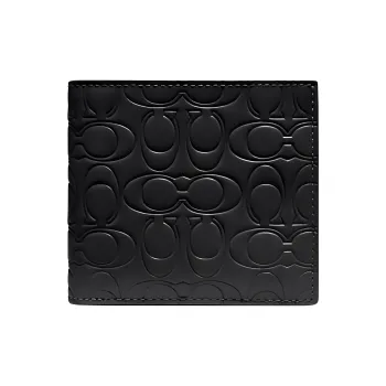 COACH Wallet Cow Leather Foldable Card Holder Wallet Men's Black