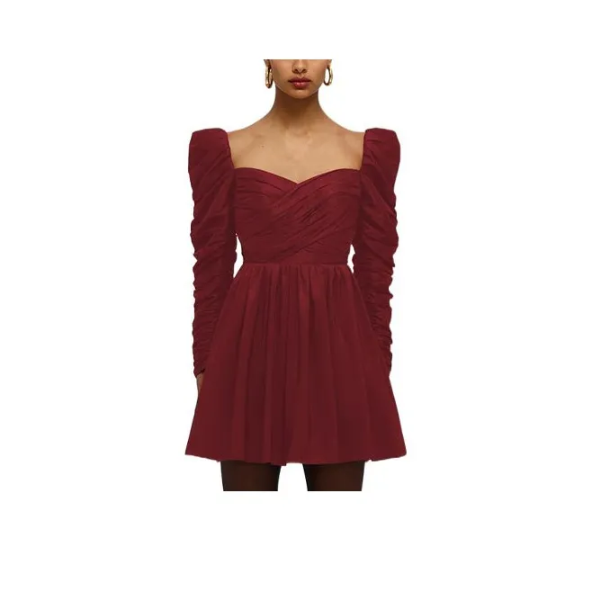 Self portrait SS22 Long Sleeved Dresses Women's Red-0