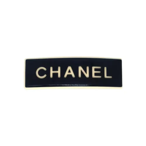 CHANEL Silver Plated, Acrylic Hair Clips Unisex Black