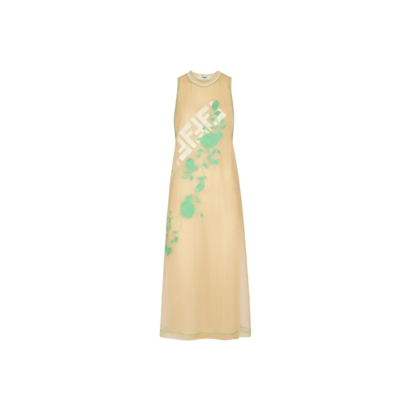 FENDI Floral Embroidered Sleeveless Dress-0