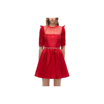 Self-portrait FW21 Short-Sleeved Dresses Women's France Red