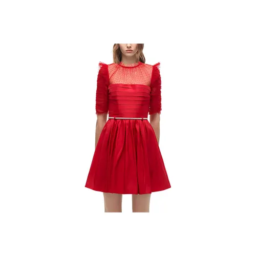 Self-portrait FW21 Short-Sleeved Dresses Women's France Red
