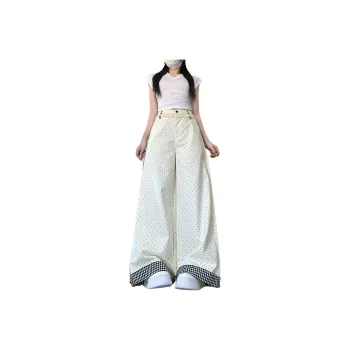 Mu Xiao Xin Casual Pants Women's Apricot Polka Dot