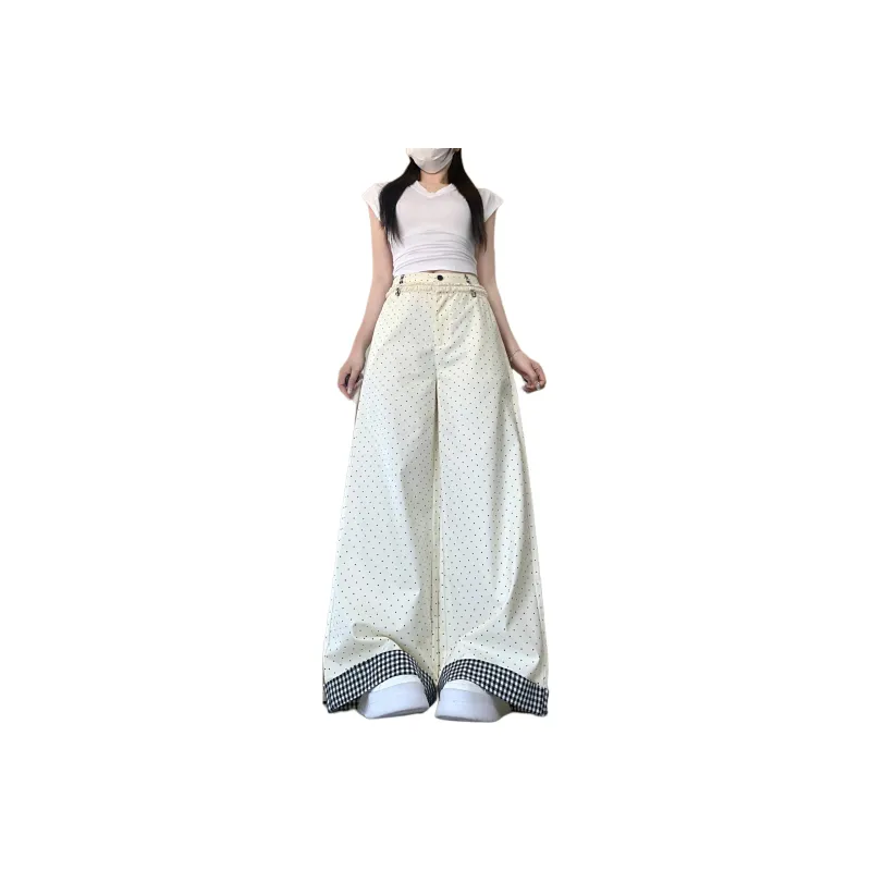 Mu Xiao Xin Casual Pants Women's Apricot Polka Dot-0