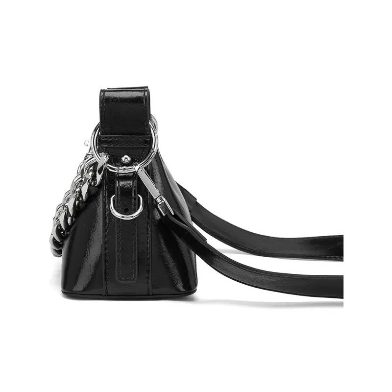 ST&SAT Synthetic Leather Underarm Shoulder Bag Women's Black/Silver-2