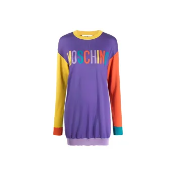 MOSCHINO Logo-print Colour-block T-shirt Dress