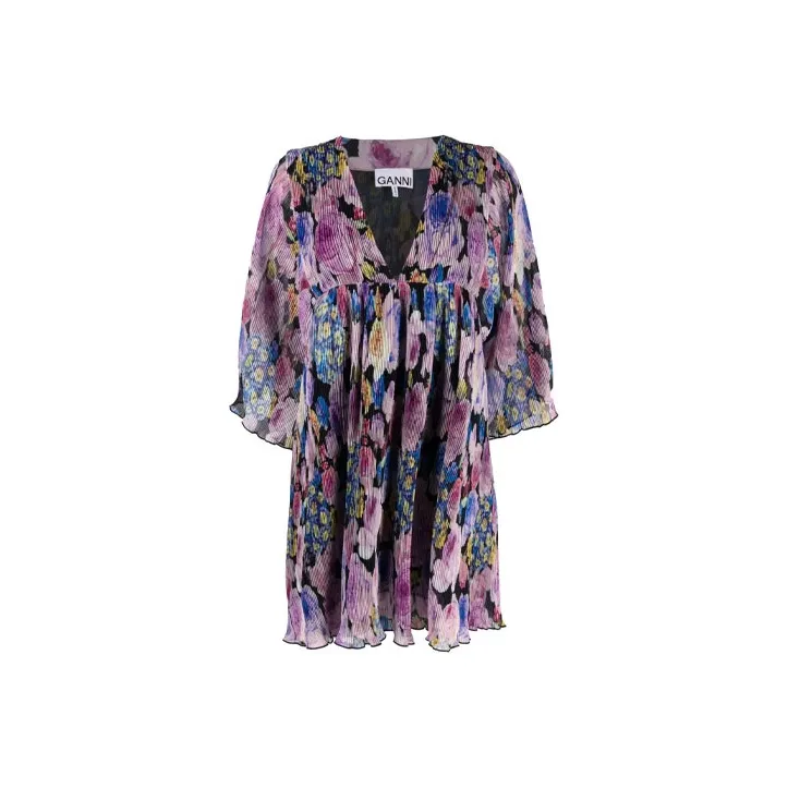 GANNI Long-Sleeved Dresses Women's Purple-0