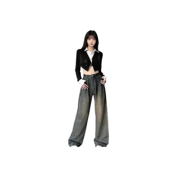 YuChaJia Jeans Women's Concrete Gray Pants