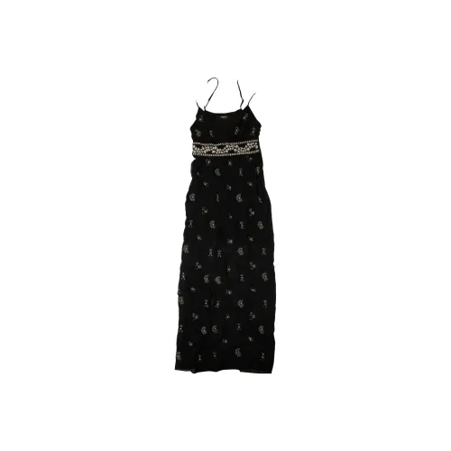 AMIRI Embellished Silk Chiffon Midi Dress 'Black'