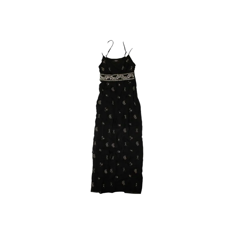 AMIRI Embellished Silk Chiffon Midi Dress 'Black'-0