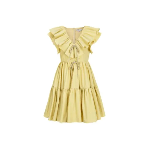 AIVEI Short Sleeved Dress Women's Yellow