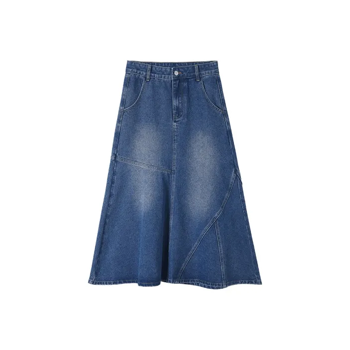 HIPPIEMISS Denim Long Skirts Women's Blue-0