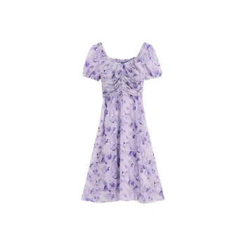 Bebe SS24 Short Sleeved Dress Women's Pink Purple