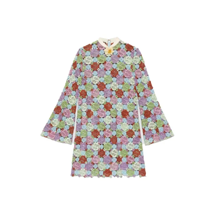 GUCCI Fw22 Tanabata Series Long-Sleeved Dresses Women's Multicolor-0