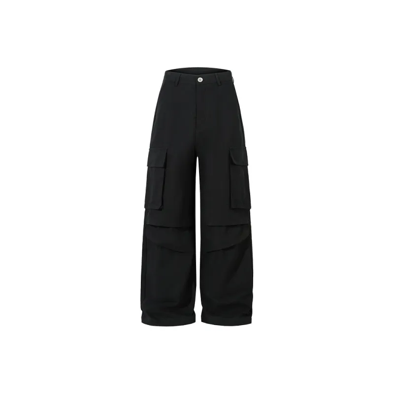 YUZHAOLIN Luxury Streetwear Loose Fit Wide Leg Casual Pants With Draping Sensation Unisex Black-0