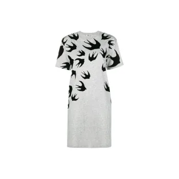 McQ Alexander McQueen Short Sleeved Dresses Women's Light Gray