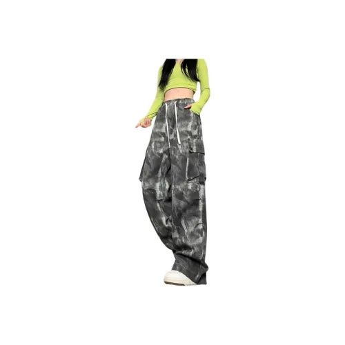 BENGEN Casual Pants Unisex Tie Dye Camouflage
